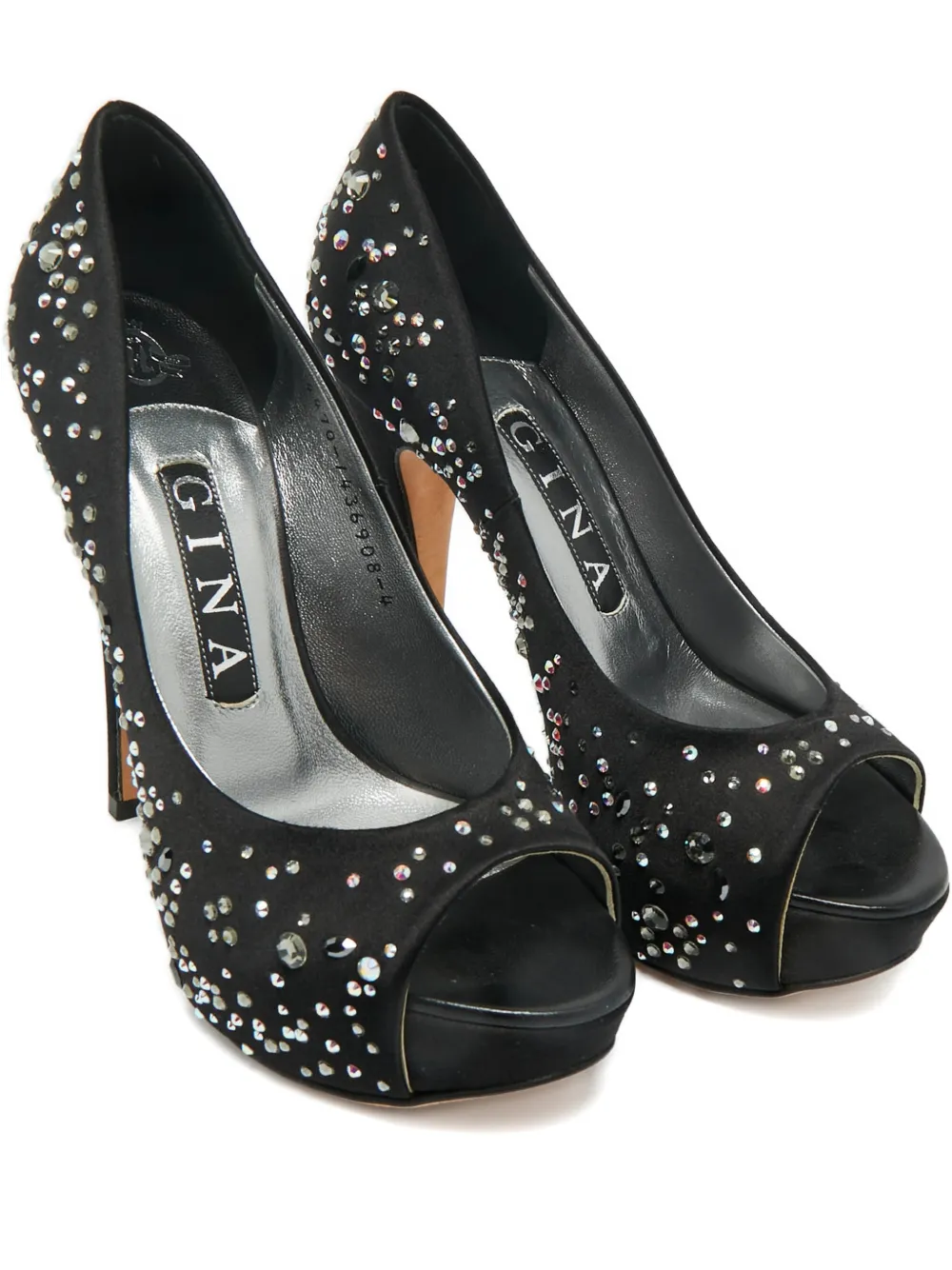 Gina crystal open-toe pumps - Nero