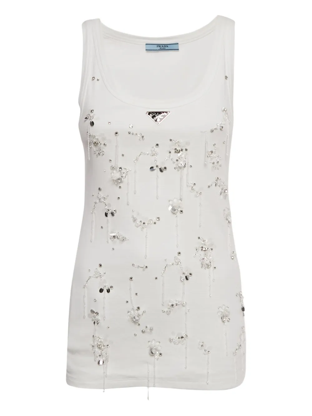 Prada Pre-Owned logo embellished tank top - Bianco