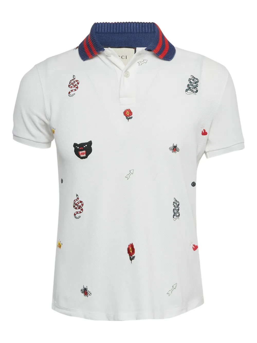 Gucci Pre-Owned embroidery ribbed collar polo shirt - Bianco