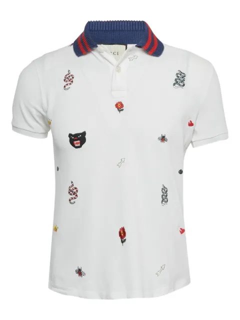 Gucci Pre-Owned embroidery ribbed collar polo shirt