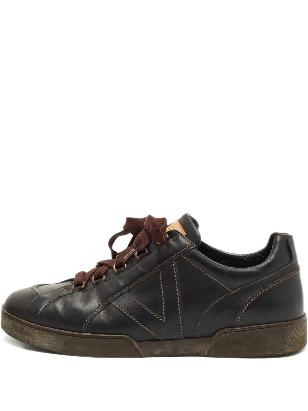 Louis Vuitton Pre-Owned leather lace-up sneakers - Schwarz