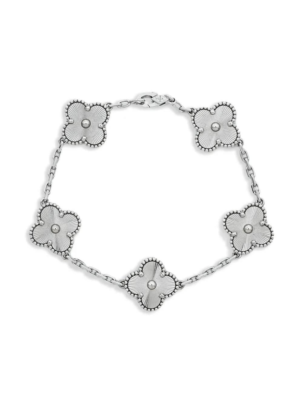 Pre-owned Van Cleef & Arpels Alhambra 四叶草手链 In Silver