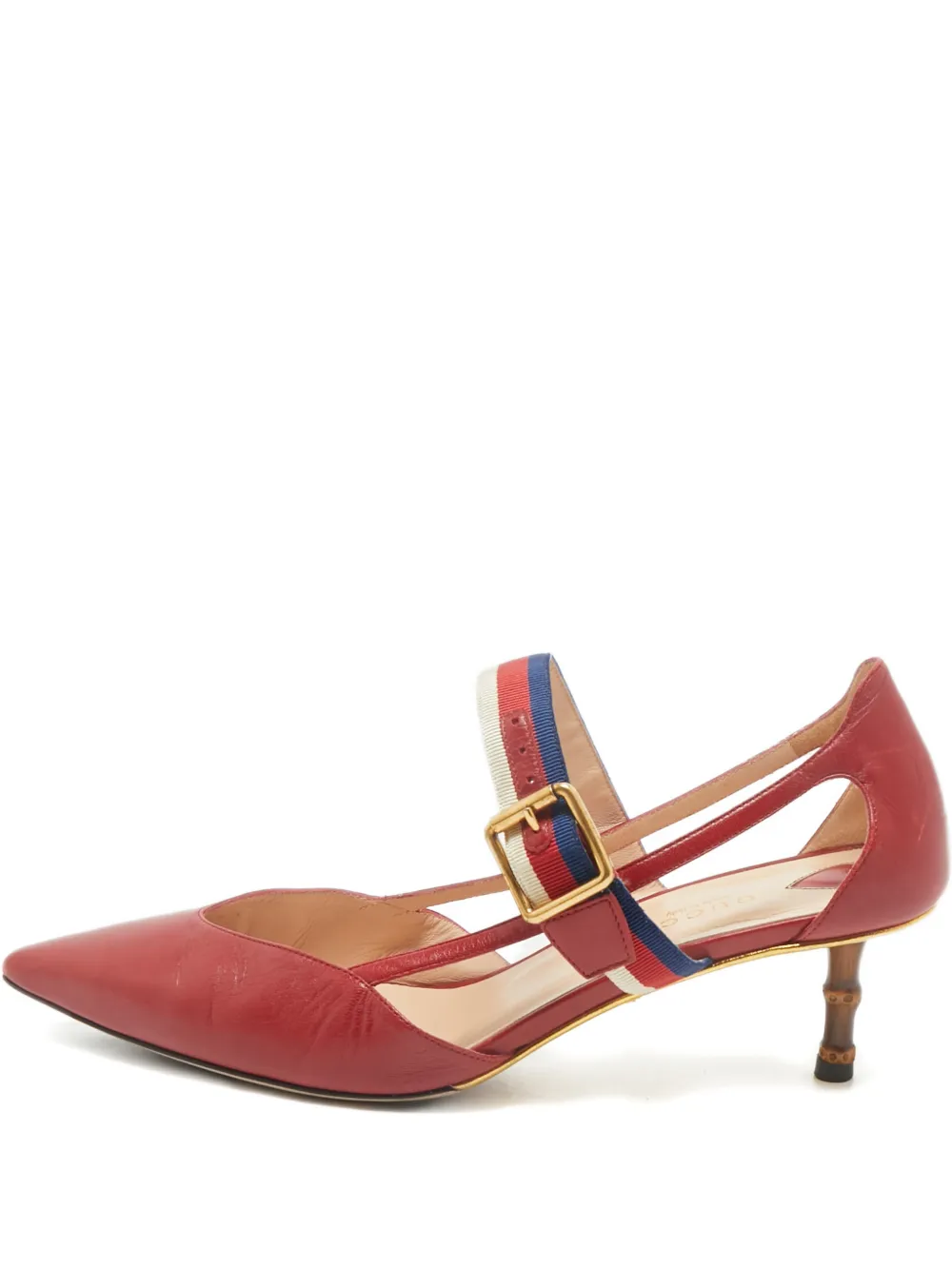 Pre-owned Gucci Unia Leather Pointed-toe Pumps In Red