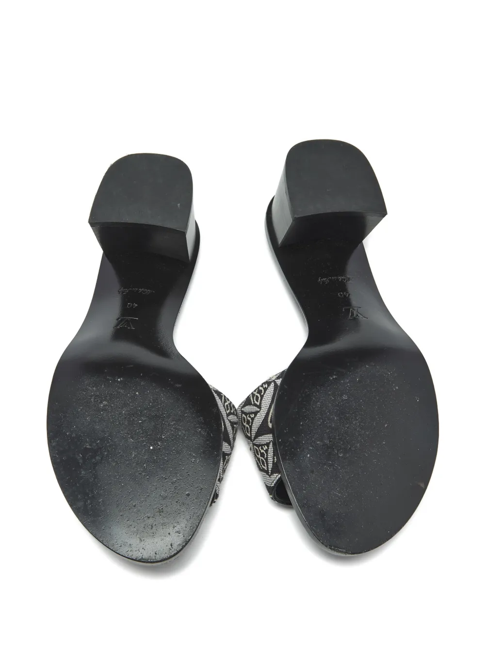 Louis Vuitton Pre-Owned 1854 40 jacquard canvas slide sandals (6 cm) - Zwart