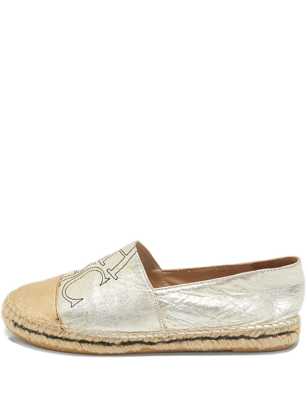 Pre-owned Carolina Herrera Leather Espadrille In Silver