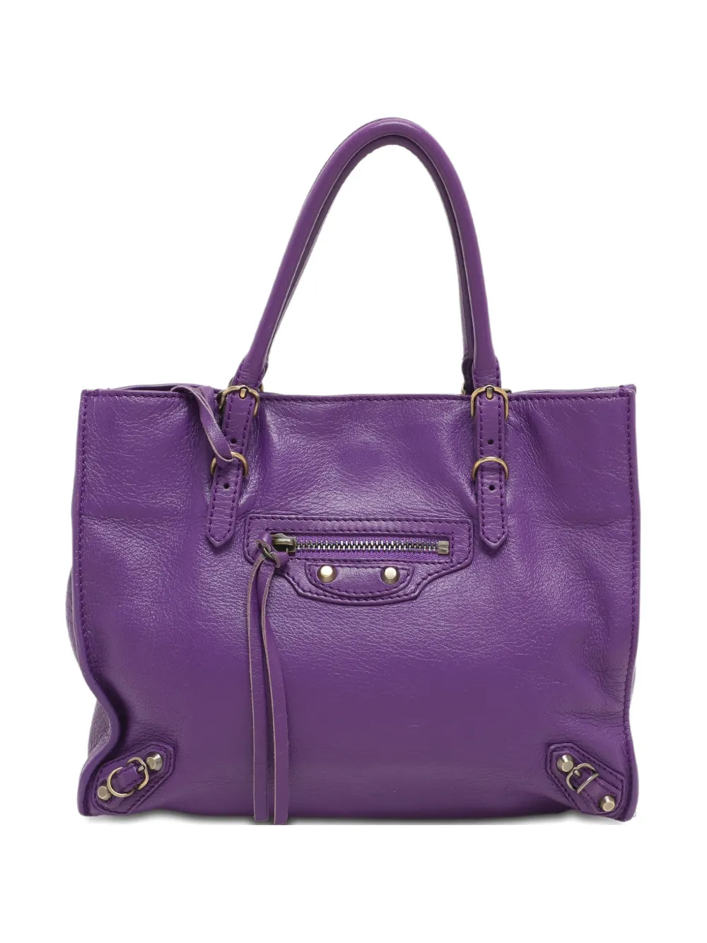 Pre-owned Balenciaga 2013 Mini Papier A4 Leather Tote Bag In Purple
