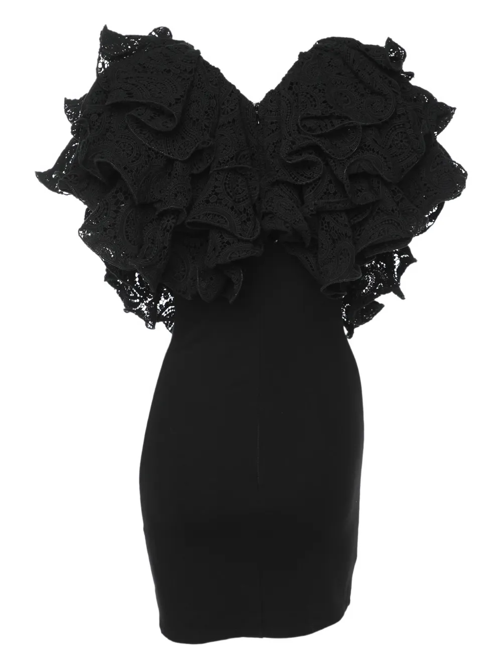 ROTATE BIRGER CHRISTENSEN Carmen puff-sleeve V-neckline mini dress - Zwart