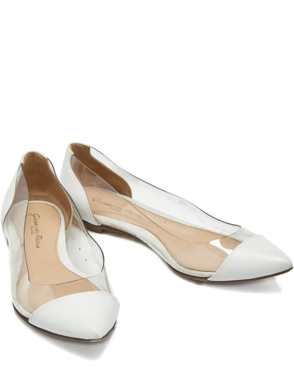 Pre-owned Gianvito Rossi Pointed-toe Ballet Flats In White