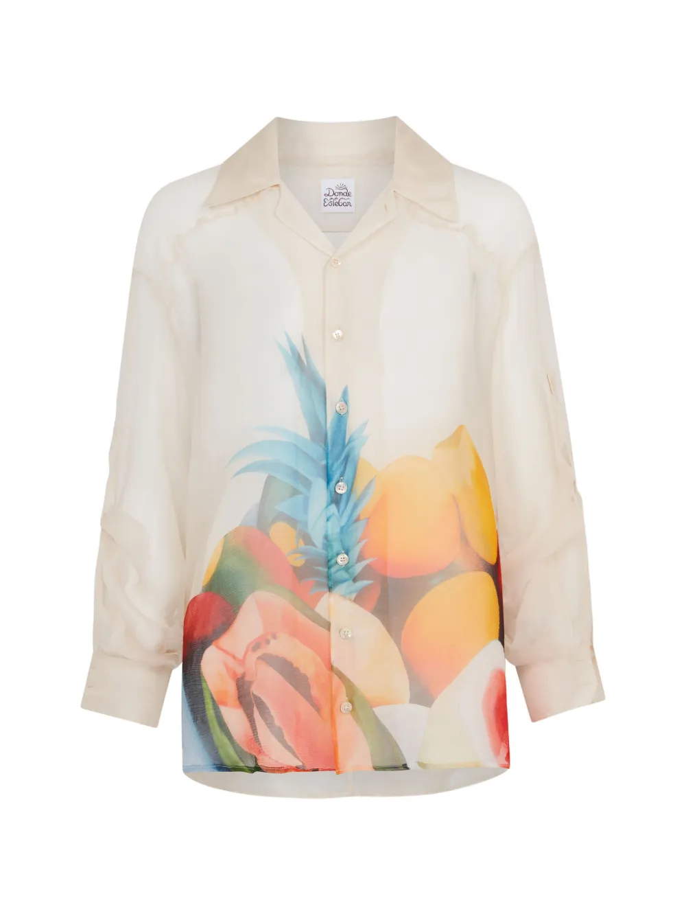 Donde Esteban printed chiffon shirt - Bianco