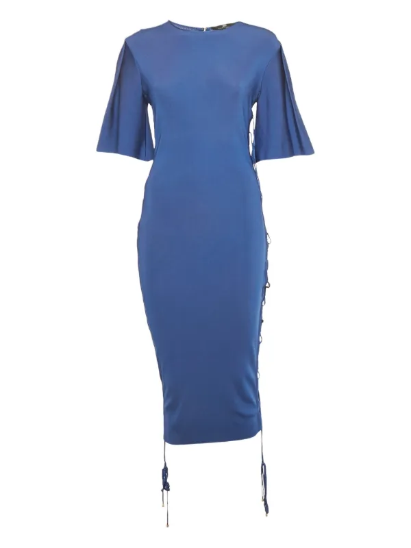 elisabetta franchi dress blue Elisabetta Franchi lace-up Midi Dress | Blue