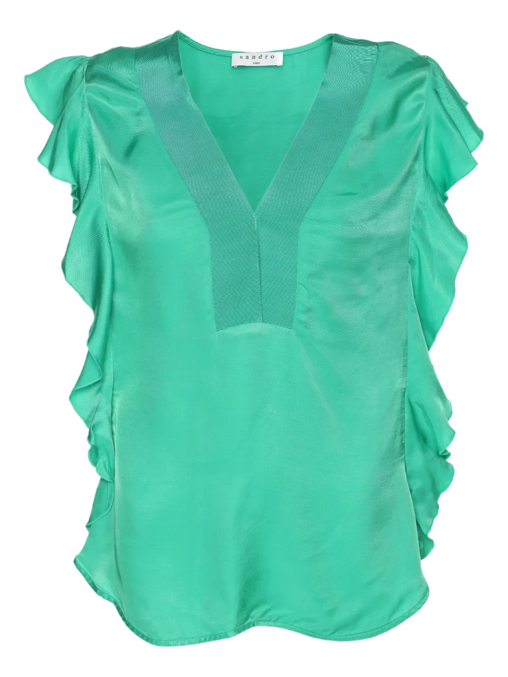 SANDRO ruffled crepe top - Verde