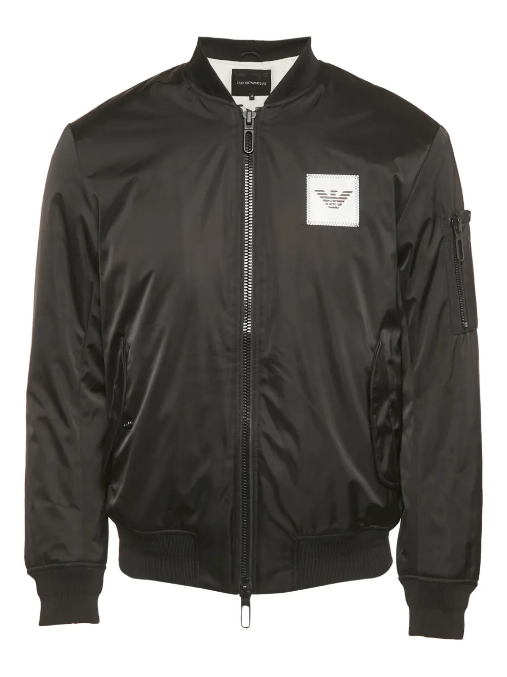 Emporio Armani Pre-Owned logo-detail long-sleeve bomber jacket – Black Emporio Armani Pre-Owned logo-detail long-sleeve bomber jacket – Black