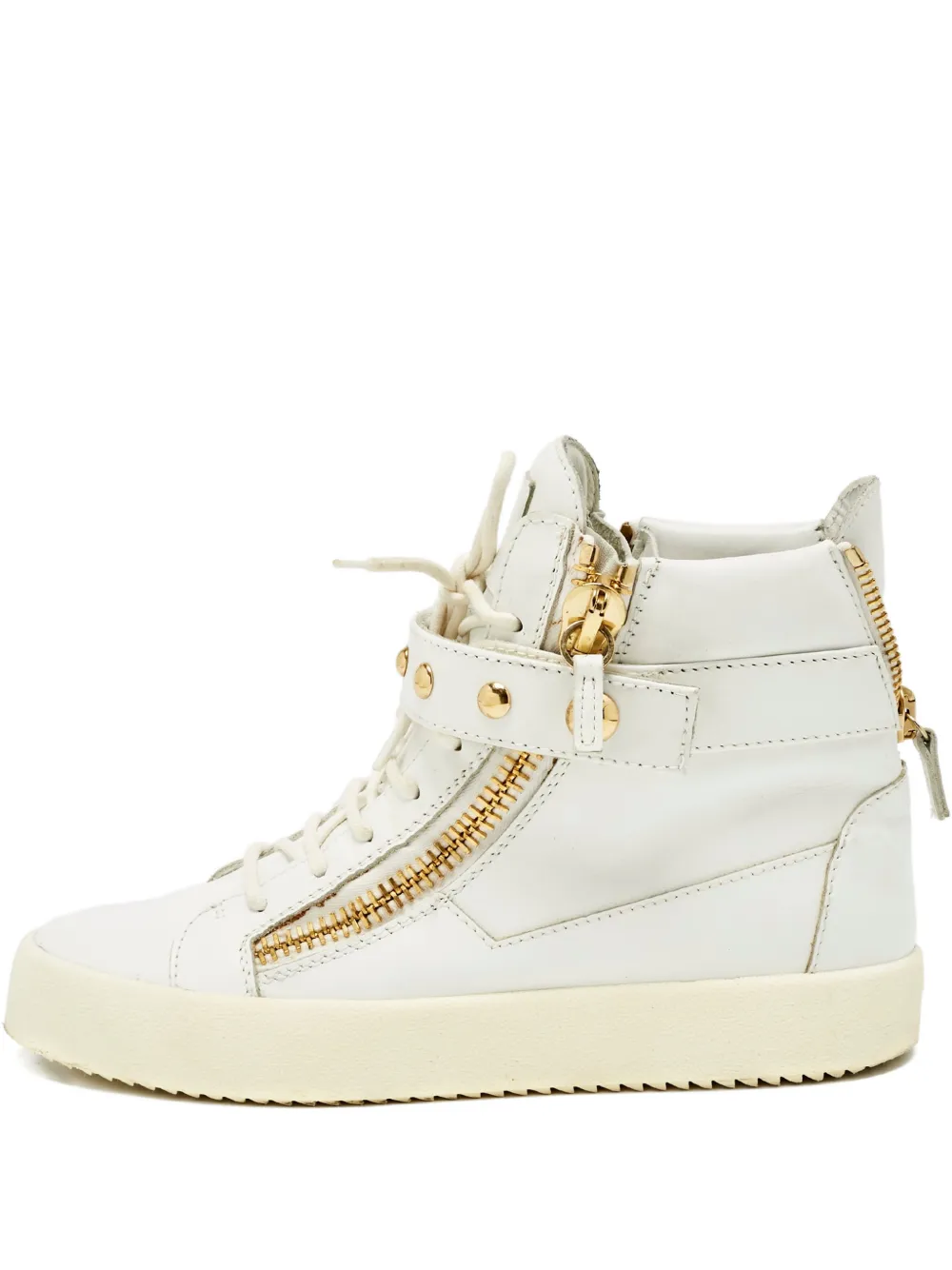 Pre-owned Giuseppe Zanotti Coby Leather Sneakers In Neutral