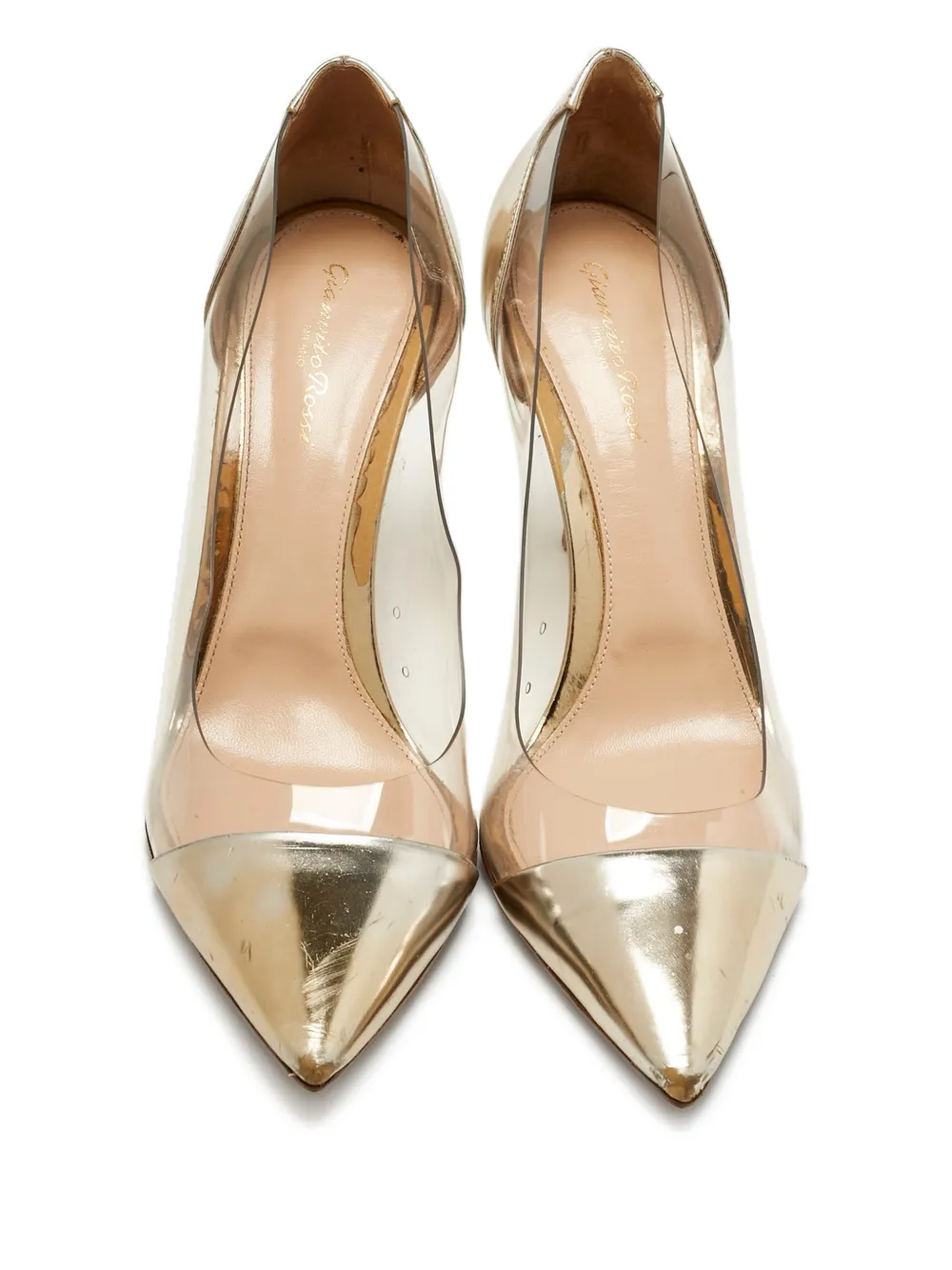 GIANVITO ROSSI Pre-owned Plexi Leather Pumps In Gold