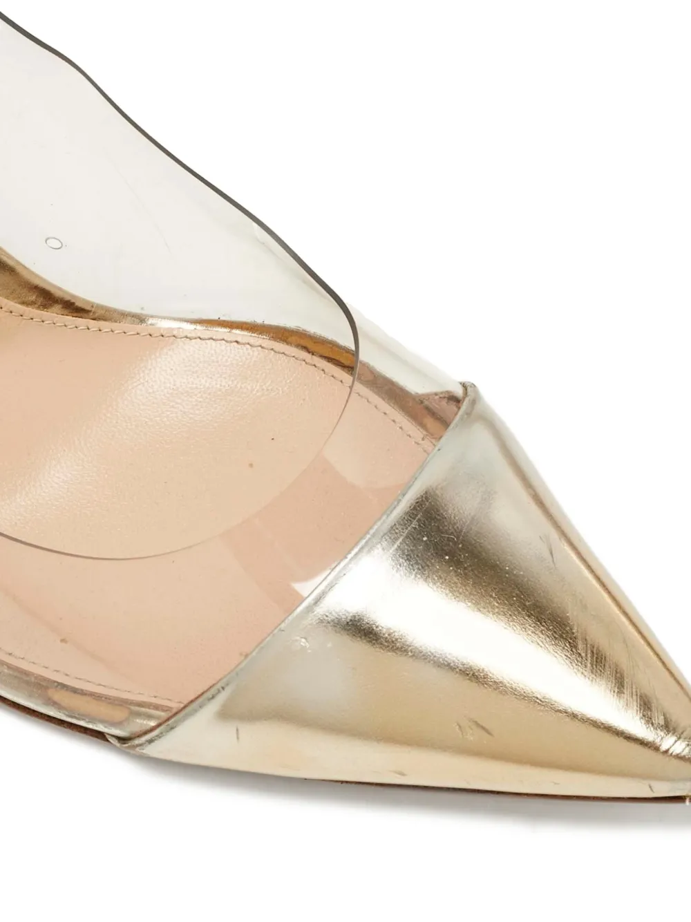 GIANVITO ROSSI Pre-owned Plexi Leather Pumps In Gold