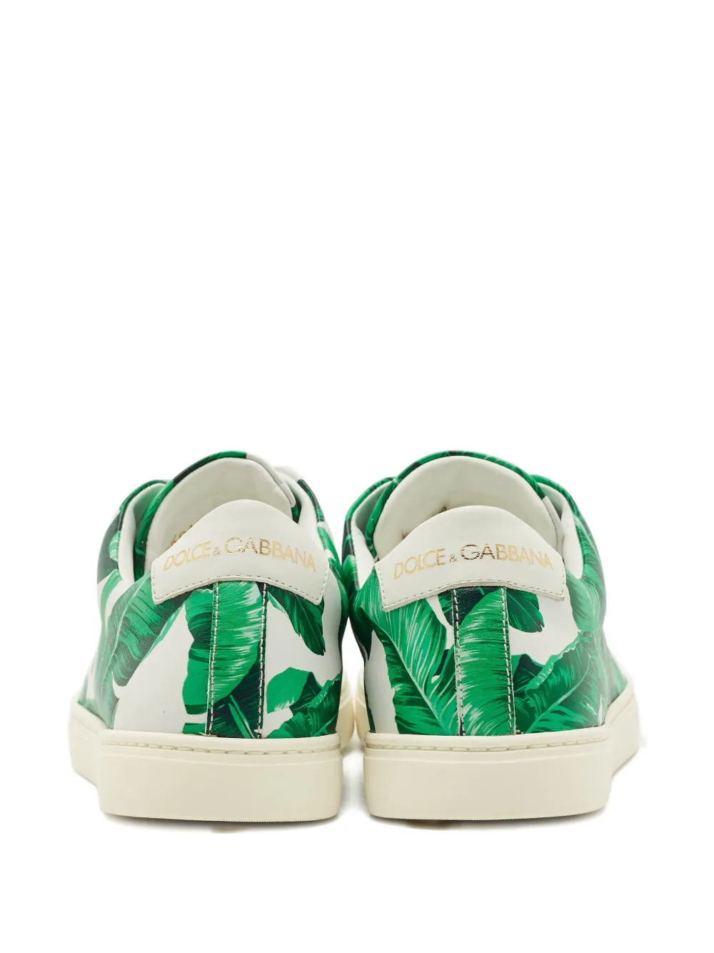 Dolce & Gabbana Pre-Owned banana leaf-print leather sneakers - Groen