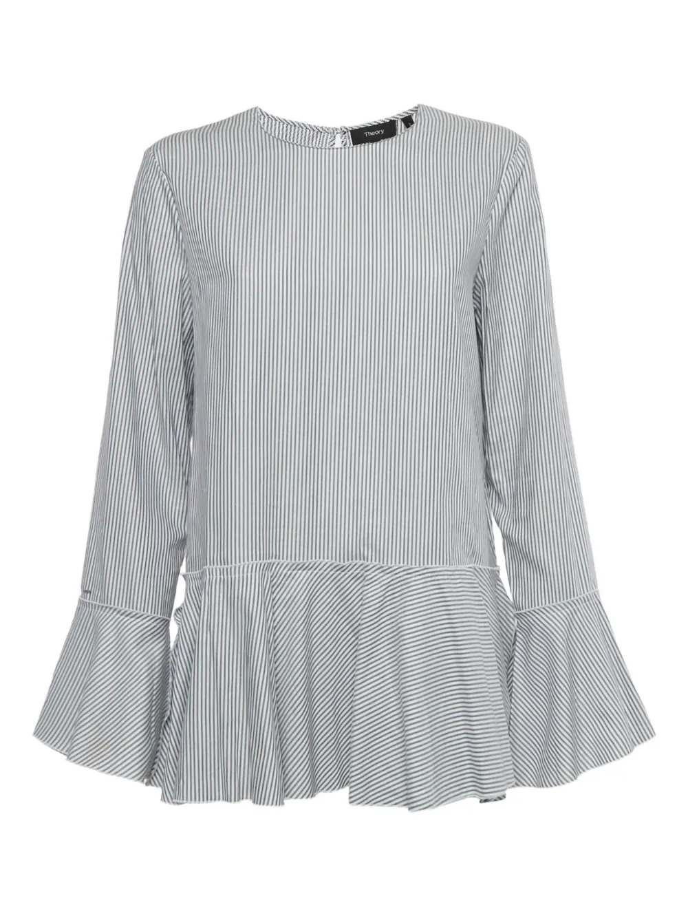 Theory striped-pattern long-sleeve top | White | Image 1
