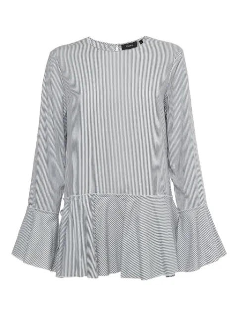 Theory striped-pattern long-sleeve top