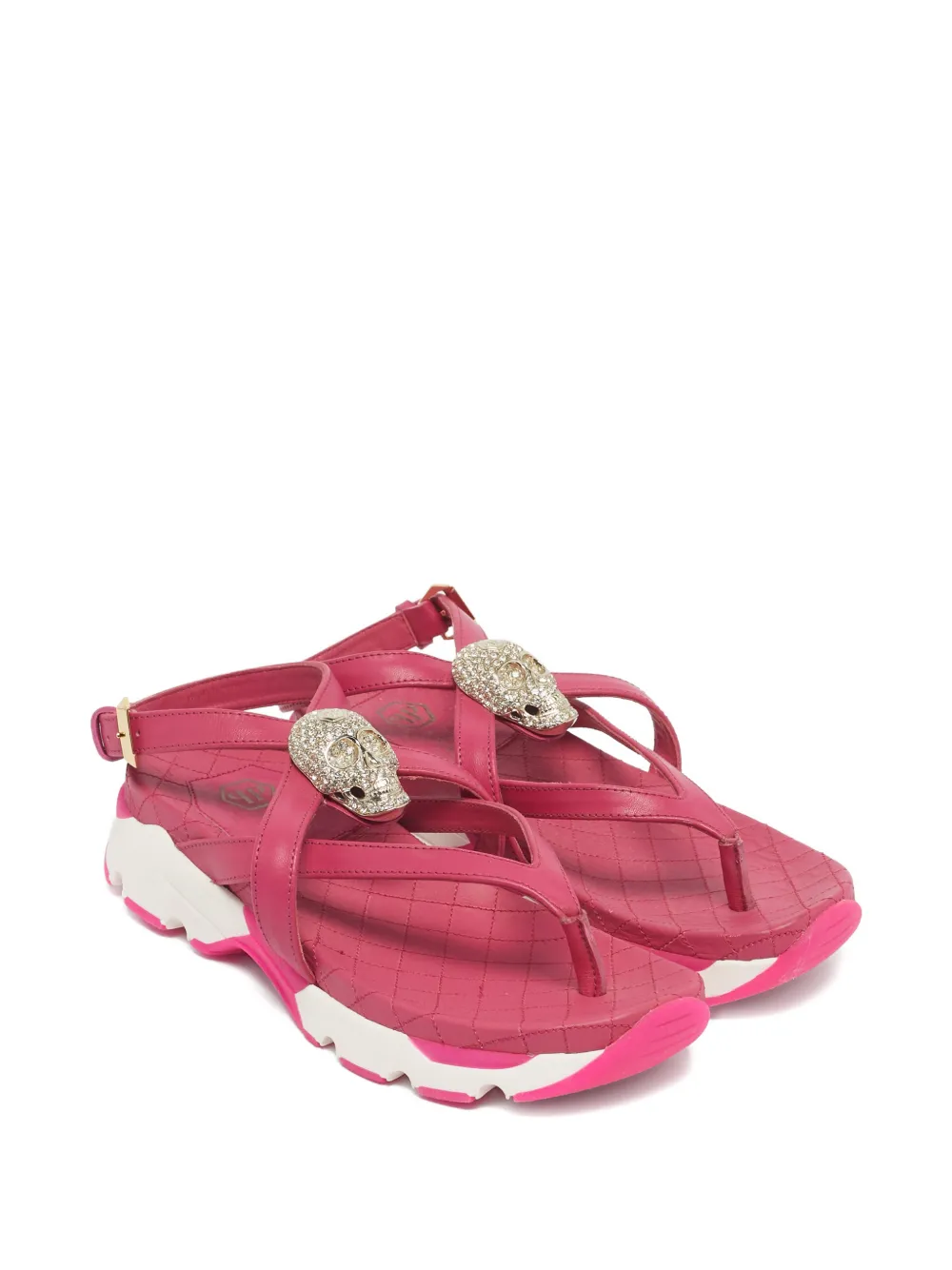 Philipp Plein skull leather sandal - Roze