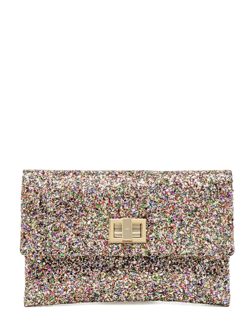 Anya Hindmarch Valorie lock-fastening glitter clutch bag - Toni neutri