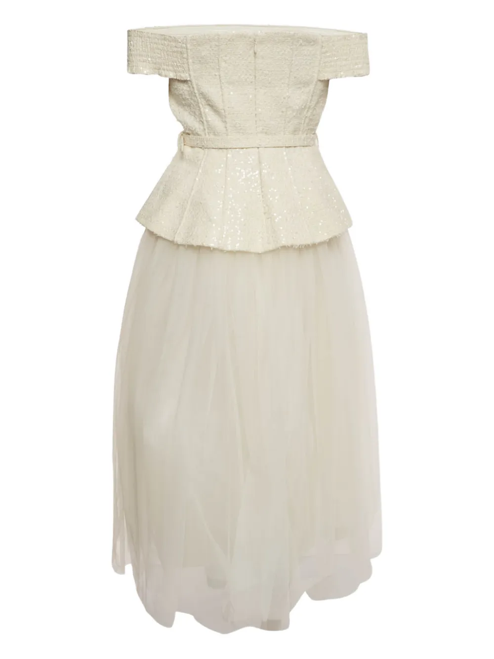 Self-Portrait boucle sequin midi dress - Beige