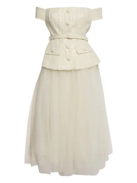 Self-Portrait boucle sequin midi dress