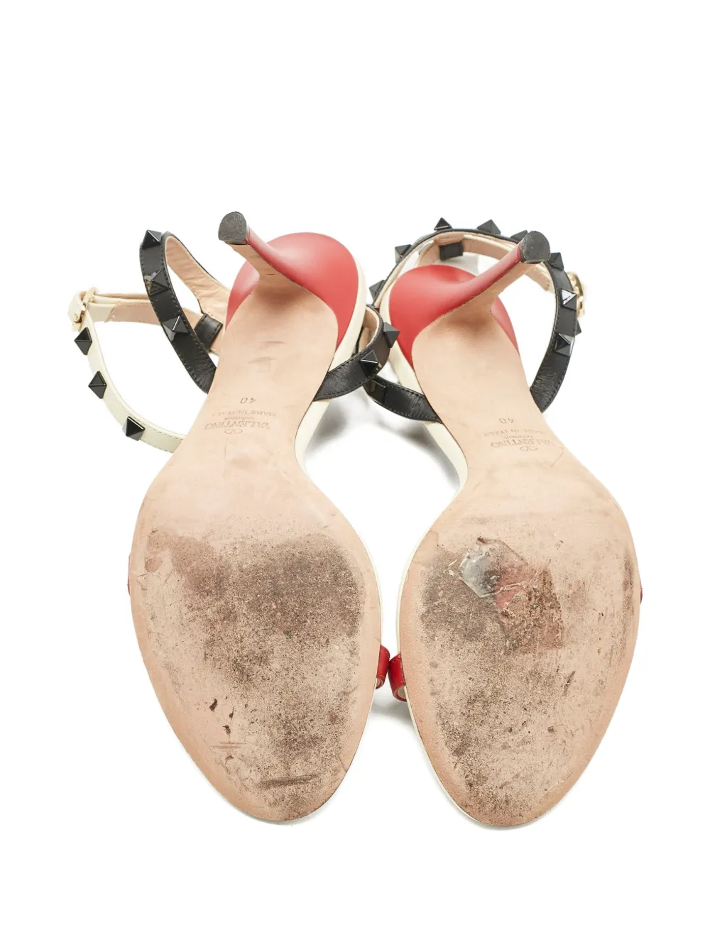 VALENTINO GARAVANI Pre-owned Rockstud Leather Sandals In Red