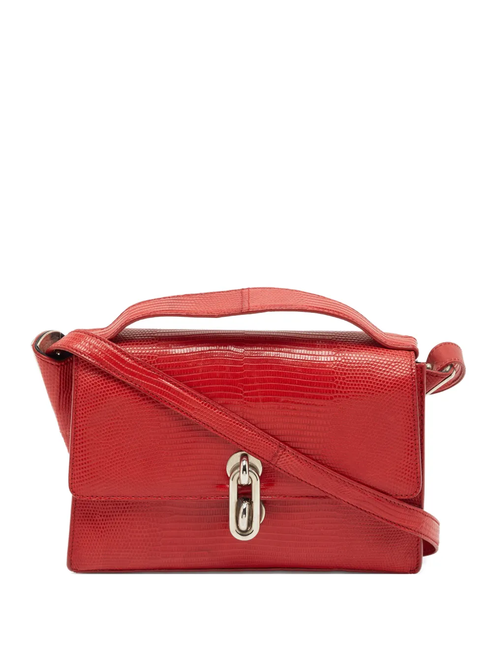 Balenciaga Pre-Owned mini Trapeze Maillon lizard-embossed shoulder bag - Rosso