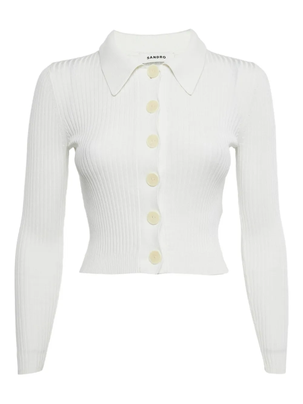 SANDRO haut en maille à design côtelé | blanc | Image 1