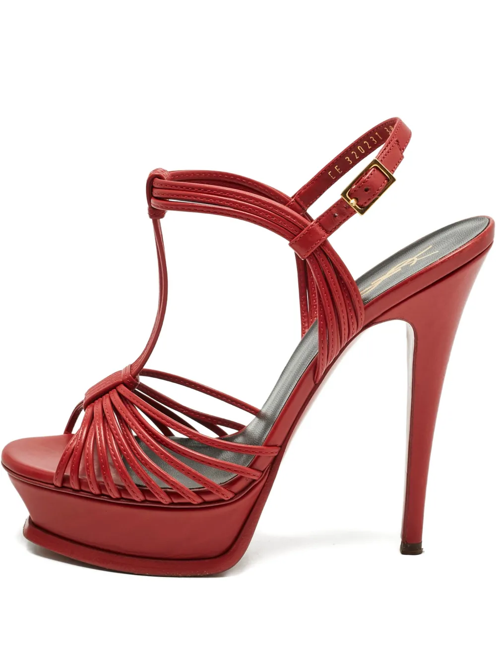 Pre-owned Saint Laurent Platform Ankle-strap Sandals In Red