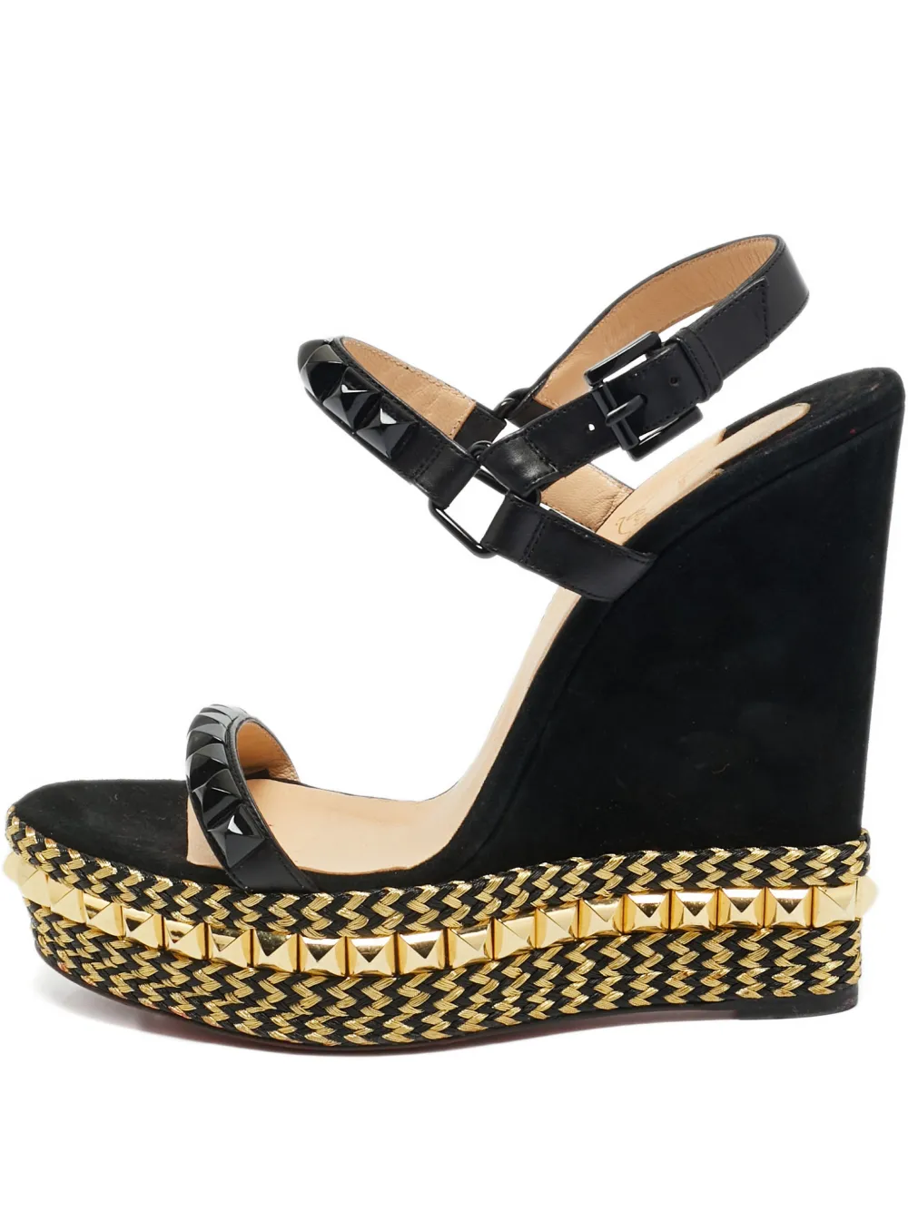 Christian Louboutin Pre-Owned Cataclou studded wedge sandals - Schwarz