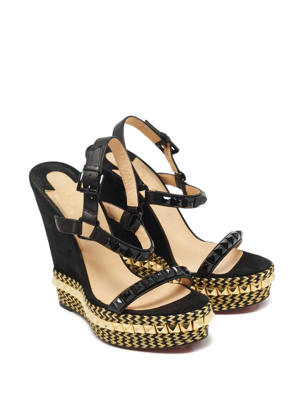 Christian Louboutin Pre-Owned Cataclou studded wedge sandals - Zwart