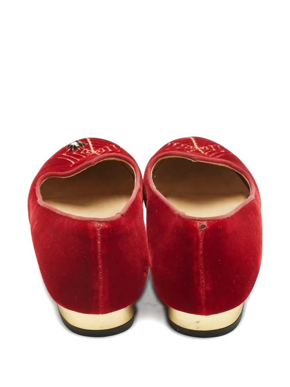 Charlotte Olympia Spider velvet ballerinas - Rood