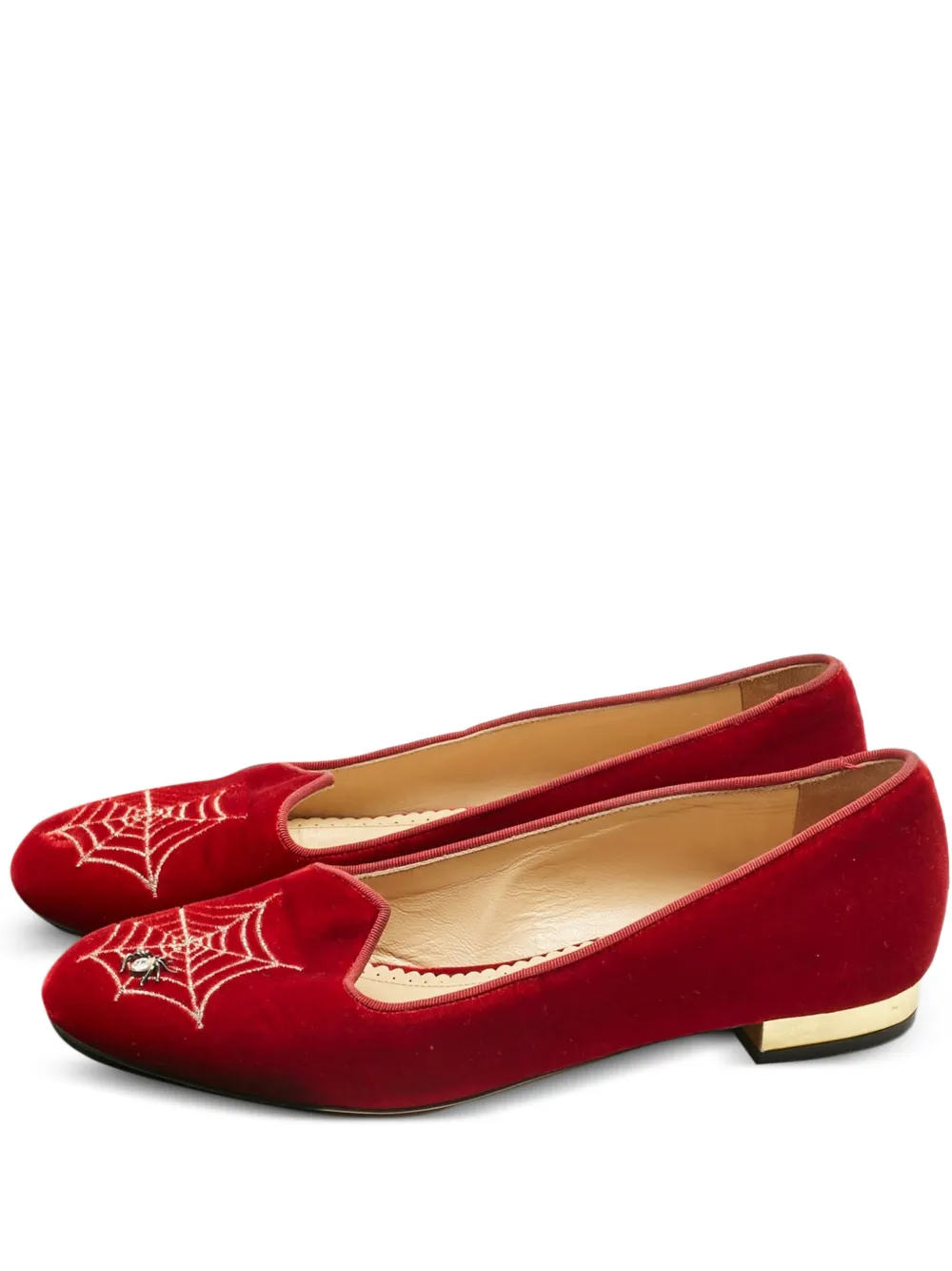 Charlotte Olympia Spider velvet ballerinas - Rot