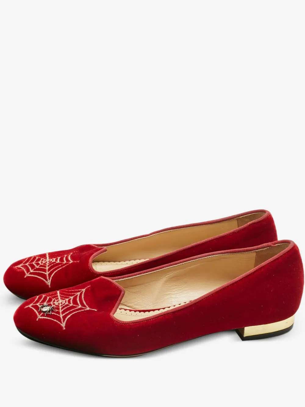 Spider velvet ballerinas