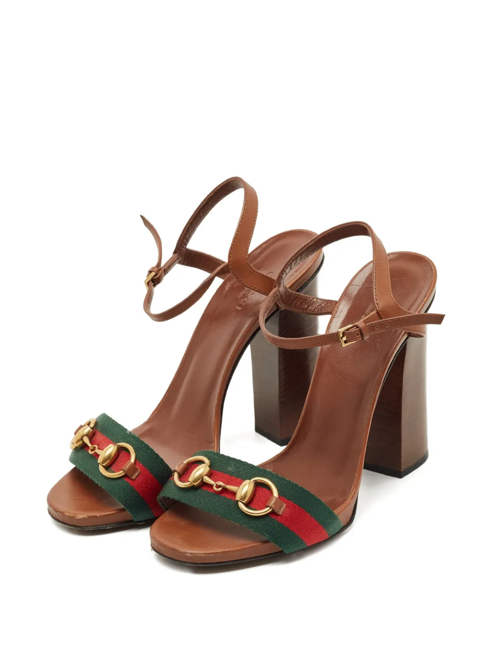 Gucci Pre-Owned Horsebit block-heel sandals - Bruin