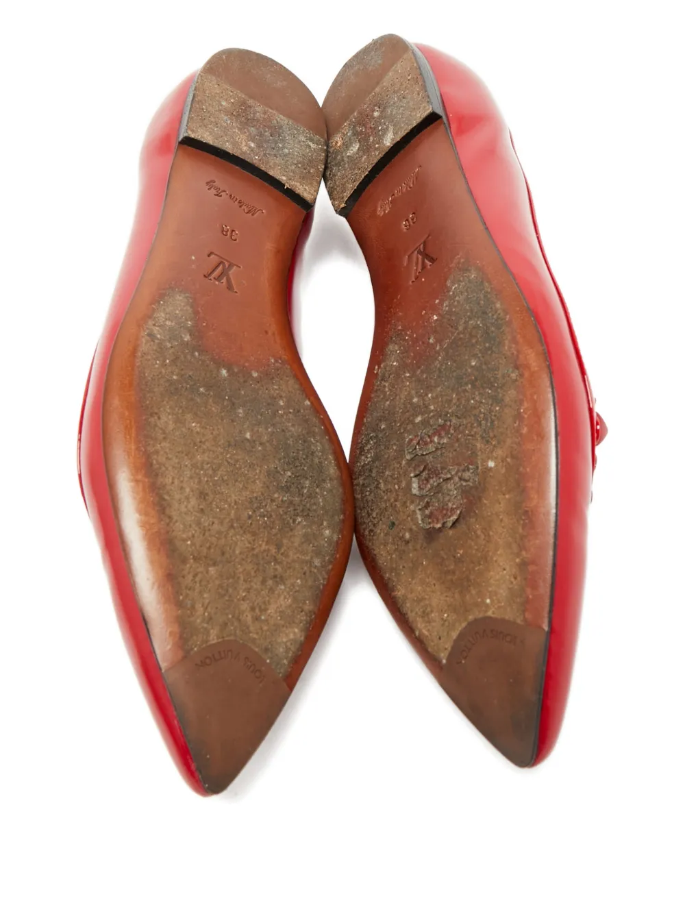 Louis Vuitton Pre-Owned floral-appliqué leather ballet flats - Rood