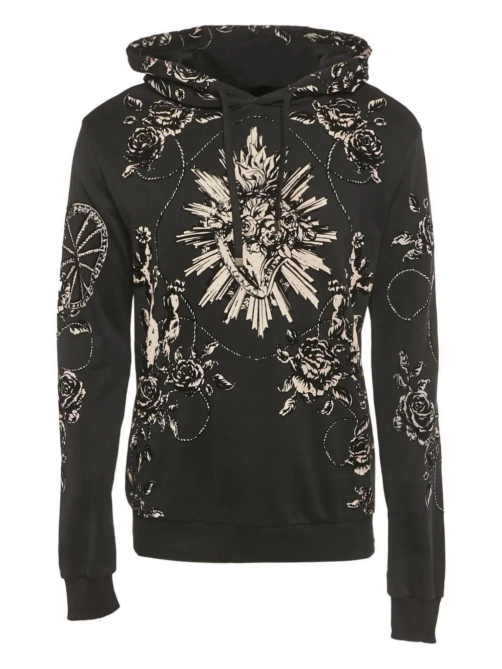 Dolce & Gabbana Pre-Owned flocked floral-print hoodie – Black Dolce & Gabbana Pre-Owned flocked floral-print hoodie – Black
