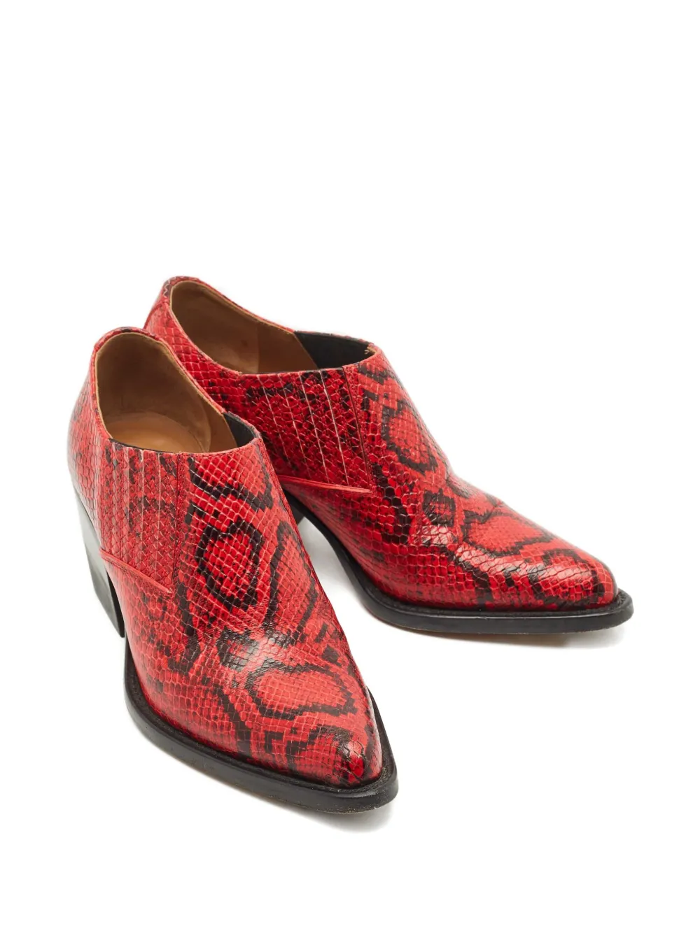 Chloé Pre-Owned Rylee snakeskin-embossed leather boots - Rood