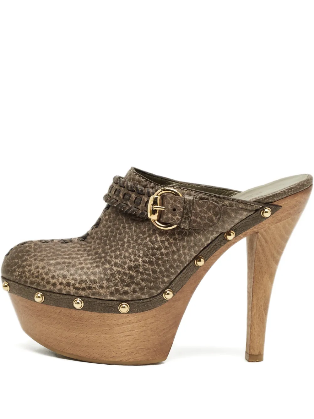 Gucci Pre-Owned Janis leather studded heeled mules - Verde