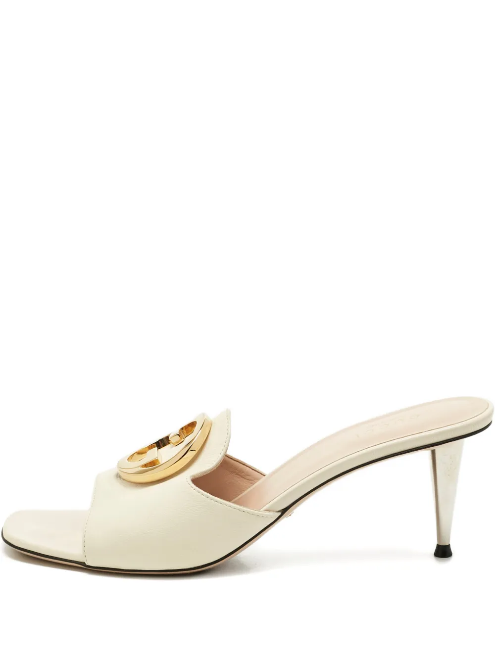 Pre-owned Gucci 37.5 Blondie Calf Leather Slide In Neutral