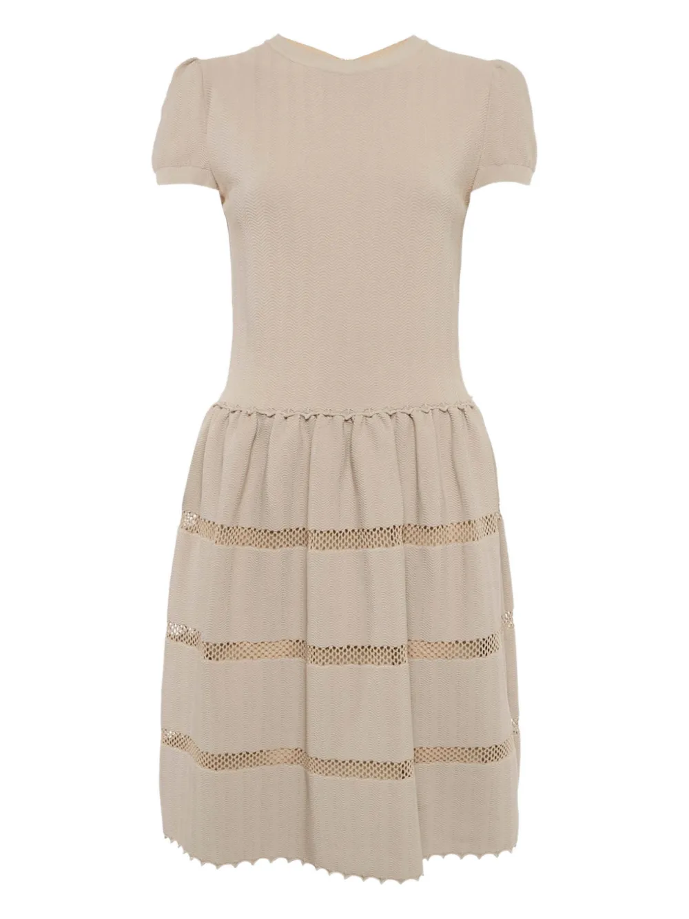Pre-owned Valentino Knit Mesh Mini Dress In Neutral