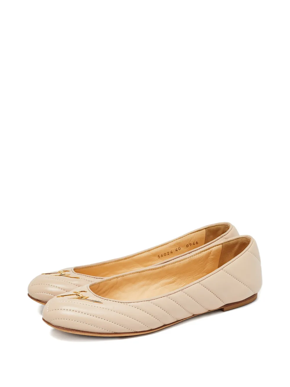 Giuseppe Zanotti quilted leather ballet flats - Beige
