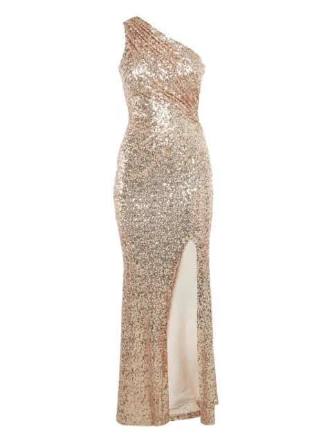 Badgley Mischka sequined one-shoulder gown