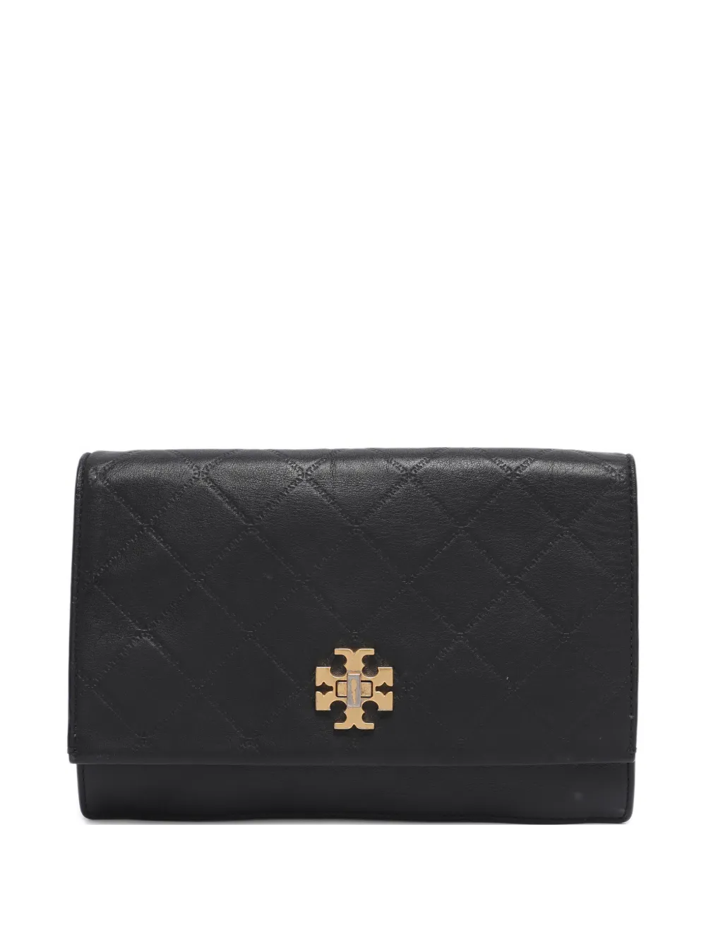 Pre-owned Tory Burch Georgia Leather Crossbody Bag In Black