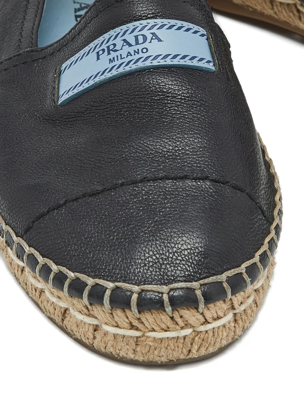 Pre-owned Prada Leather Espadrilles In Black