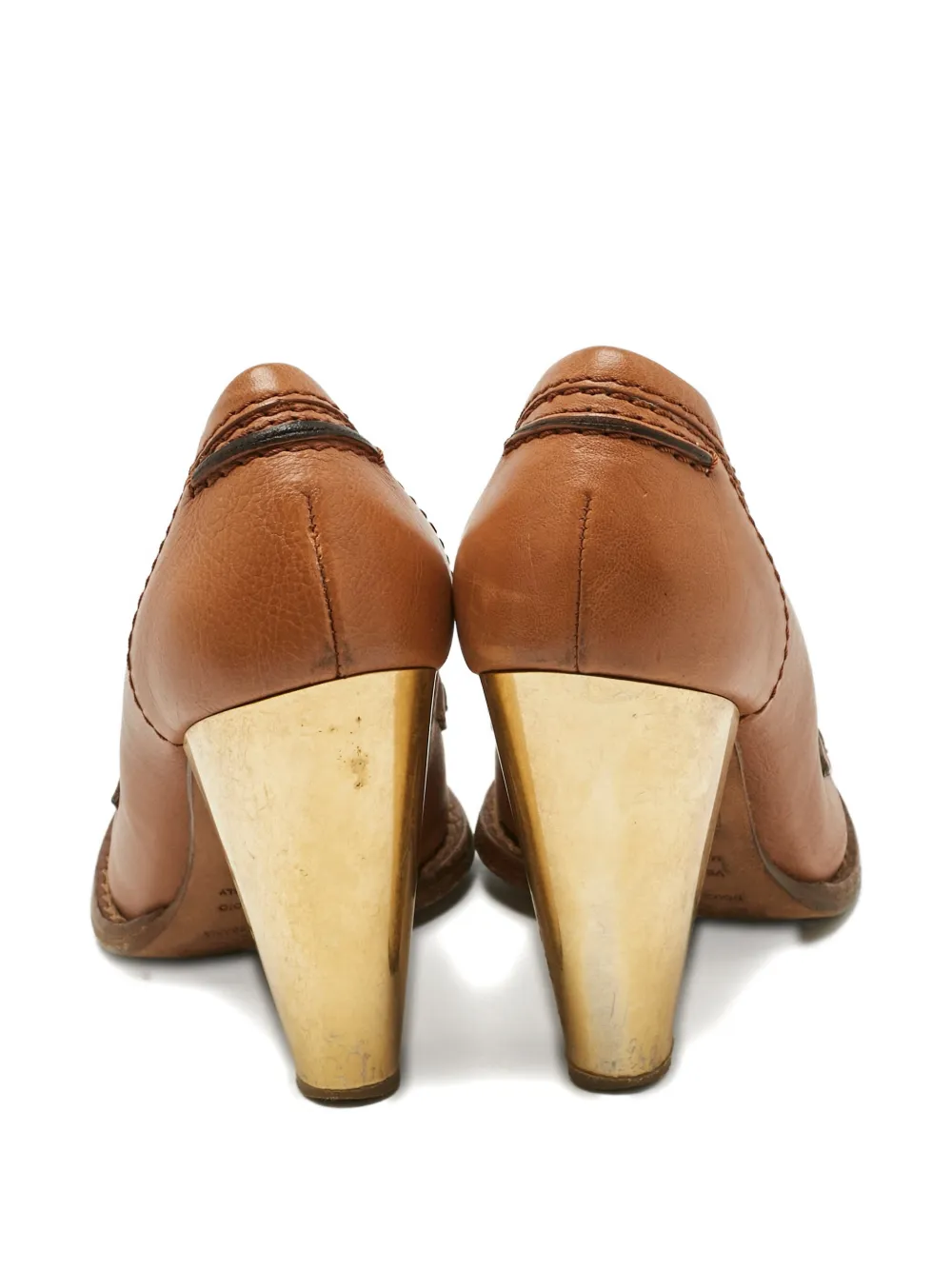 Dolce & Gabbana Pre-Owned leather metallic-heel loafers - Bruin