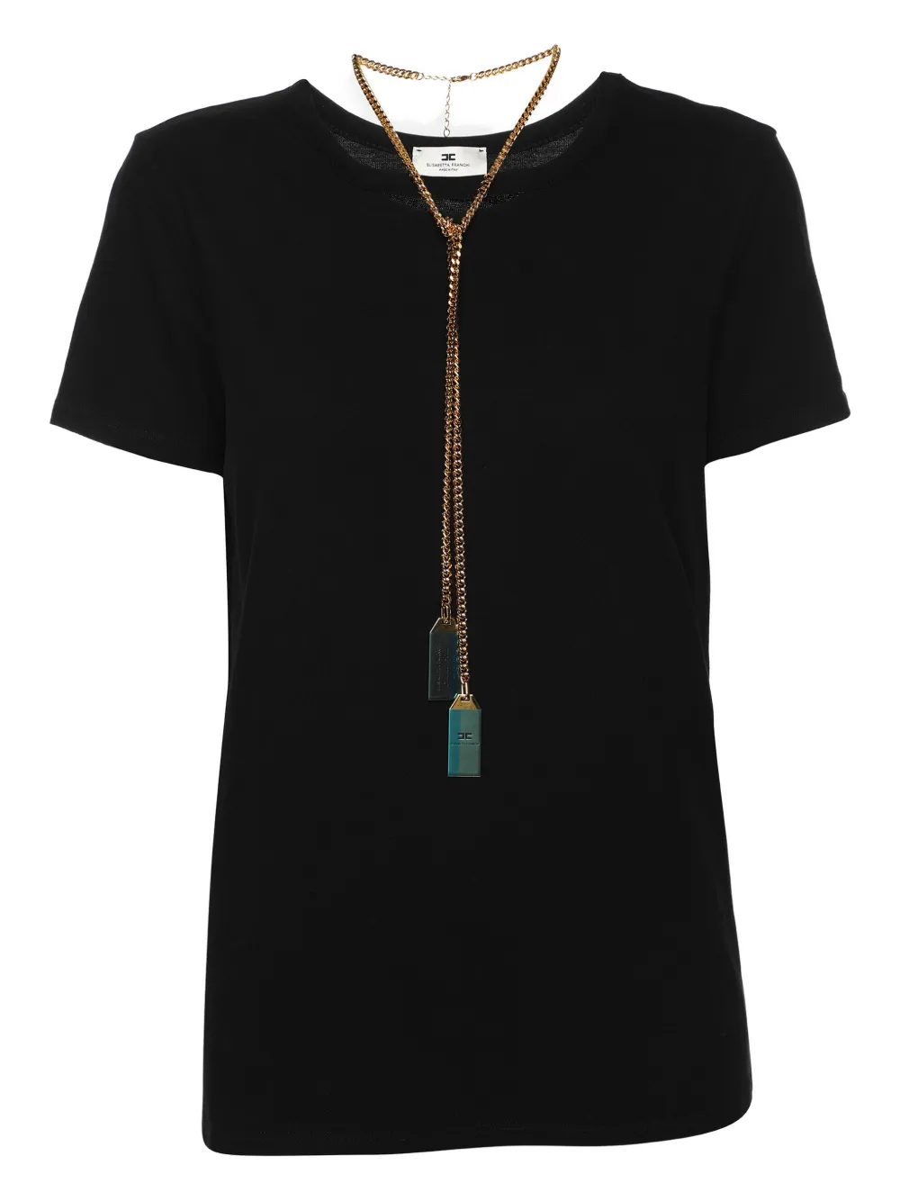 Elisabetta Franchi T-shirt con catena - Nero