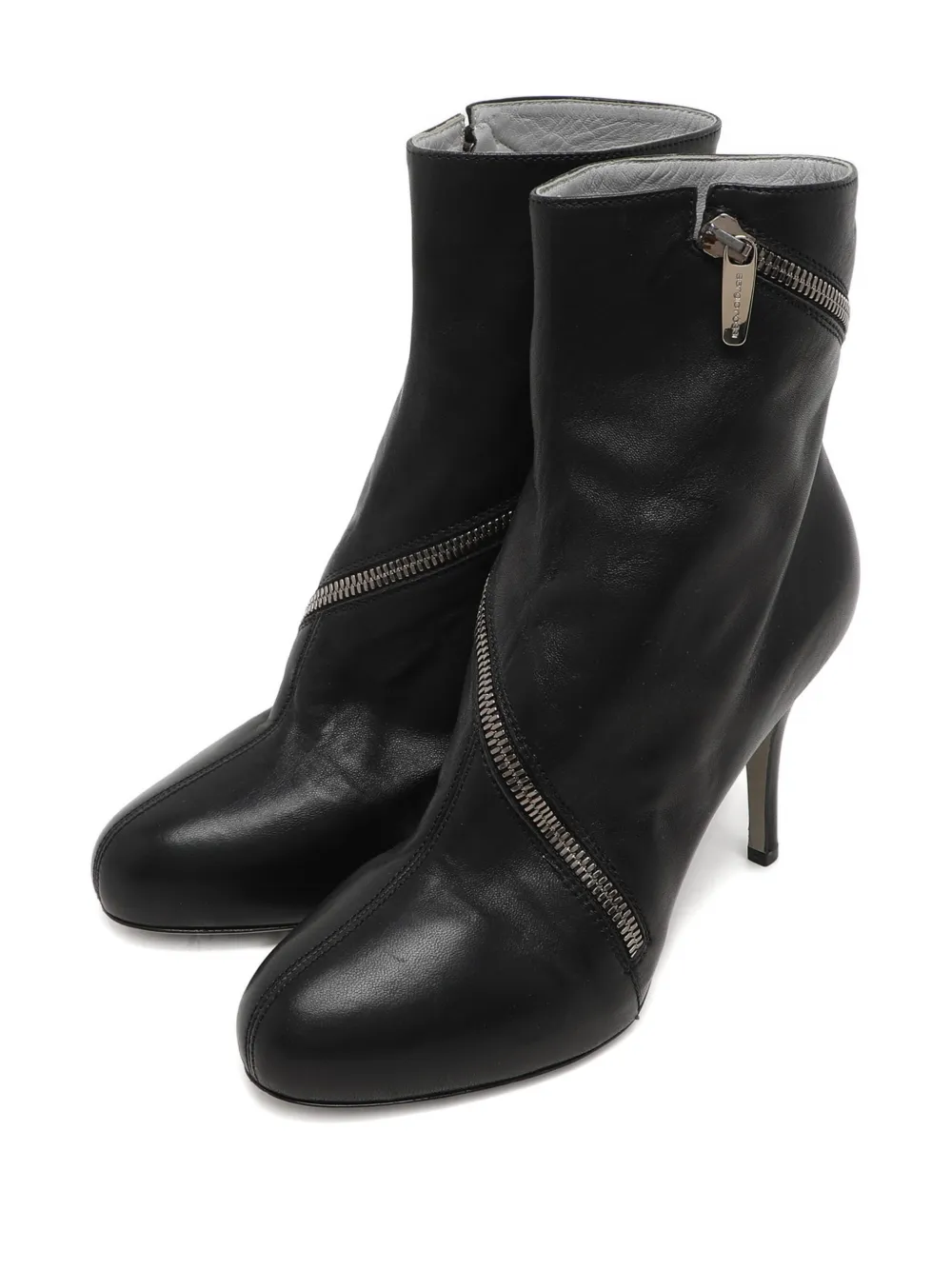 Sergio Rossi zipper leather ankle boots - Zwart
