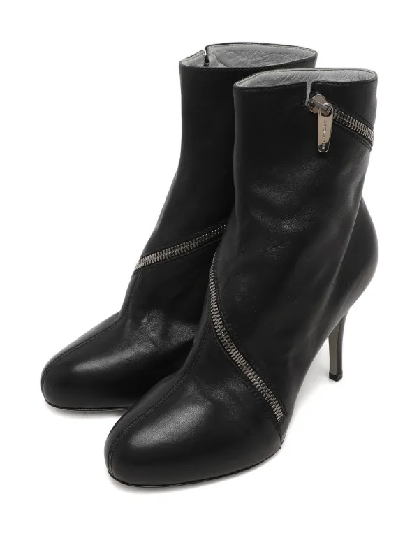 Sergio Rossi Zipper Leather Ankle Boots | Black | FARFETCH JO